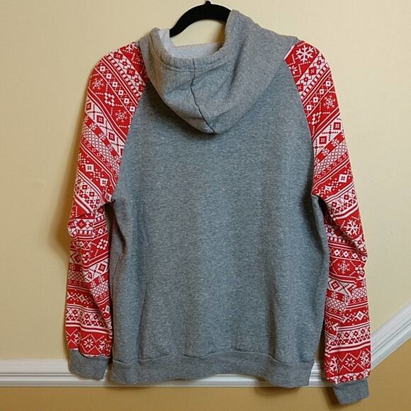 Derek Heart "Squad Goals" Festive Reindeer in Eyeglasses Raglan Hoodie size XL - Picture 4 of 7